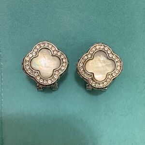 Chic Silver and White Floral Earrings